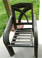 5 patio chairs missing cushions- some ware