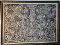 Framed Bali PENGOSEKAN 42" x 55" silk painting