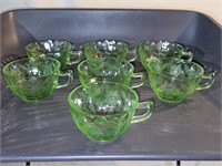 Foral poinsetta green cups you uranium glass cups