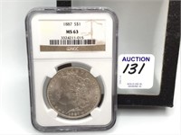1887 MS63 Morgan Silver Dollar by NGC