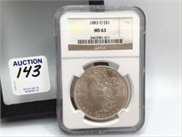 1883 O MS63 Morgan Silver Dollar by NGC