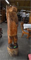 Unique 6ft Tall Tree Carved Wood Bear
