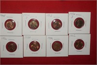 (8) Lincoln Pennies 1948 to 1962 Mix