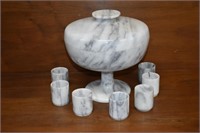 Vintage Marble Pedestal Dish W/cups