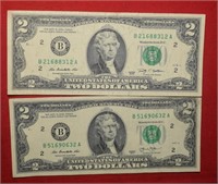 2009 & 2013 $2 Federal Reserve Notes