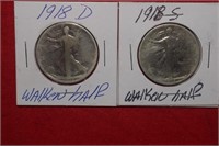 1918-D & 1918-S  Walking Liberty Half Dollars