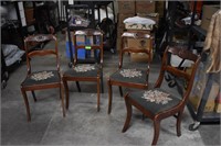 Four Tell City Mahogany Chairs w/Needlepoint Seats