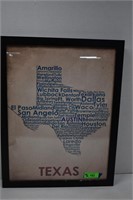 Framed Vintage Look Texas Map Print