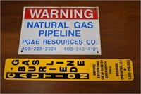 2 Natural Gas Pipeline Signs