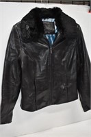 Apt. 9 Lambskin Leather Jacket w/Fur Collar Sz S