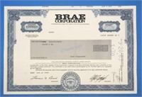 Stock Certificate- Brae Corporation