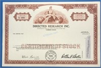 Stock Certificate Directed Research Inc 1967
