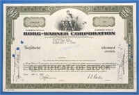 Stock Certificate Borg-Warner Corporation