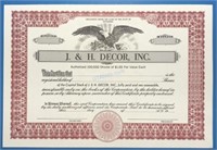 J & H Decor Stock Certificate