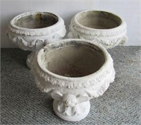 3 Concrete Planters w/Cherubs