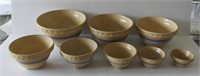 Nest of 8 Yellowware Banded Bowls