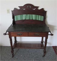 Walnut Marble Top Wash Stand
