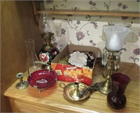 Brass Lamps, Ruby Glass, Tassels, Misc.