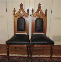 Pair of Walnut Cathedral Chairs