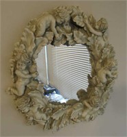 Decorative Mirror w/Cherubs 18" Dia.