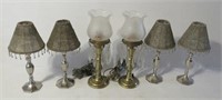Pair of Lamps w/Prisms + 4 Tea Candle Lamps