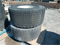 (2) Michelin 455/55R22.5 Truck tires w/ Rims