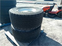 (2) Michelin 455/55R22.5 Truck Tires W/ Rims
