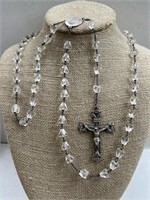 Sterling Silver & Crystal Vtg Rosary