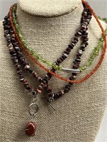 Sterling Silver & Stone Bead Necklaces