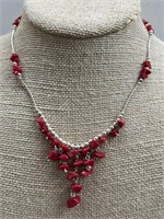 Sterling Silver & Coral Necklace