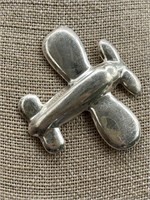 Sterling Silver Large Airplane Brooch