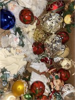 Box of Christmas ornaments