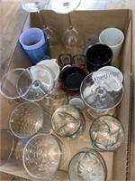 Box of coffee cups and drinking glasses