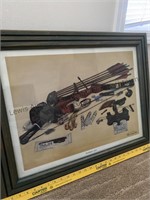 Framed and matted Rita A. Karr bowhunters gear
