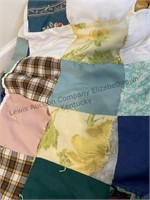 Twin/ full size tacked quilt with damage and