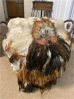 Feather, fur, leather cover basket