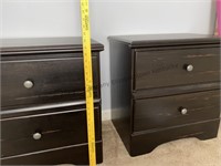 2 matching nightstands drawers open and close