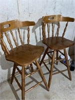 2 bar height swivel wooden stools