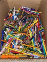 Box of coloring pencils crayons, two plastic 12 x