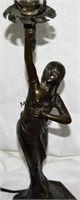 Signed German Art Deco Bronze Lady Lamp