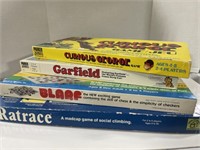 4 Vintage Board Games - Curious George, Garfield