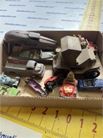 Box of metal toy trucks/cars
