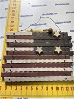 Candy thermometer and wooden American flag wall