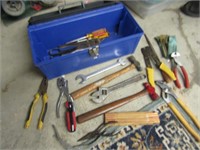 blue toolbox & all hammers,plyers & tools