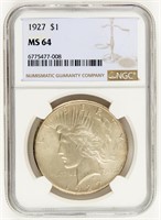 Coin 1927-P Peace Dollar, NGC-MS64