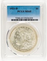 Coin 1921-D Morgan Silver Dollar, PCGS-MS65
