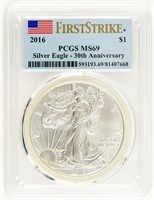 Coin 2016 Silver Eagle, 1st Strike, PCGS - MS69