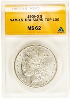 Coin 1900-O, VAM-15 Dbl.Stars Top 100,ANACS-MS62