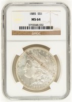 Coin 1885-P Morgan Silver Dollar, NGC-MS64
