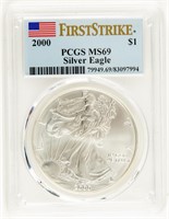 Coin 2000 Silver Eagle, 1st Strike,PCGS-MS69